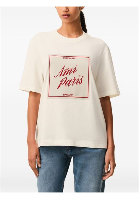 t-shirt heritage print uomo bianca AMI PARIS | UTS385.726136